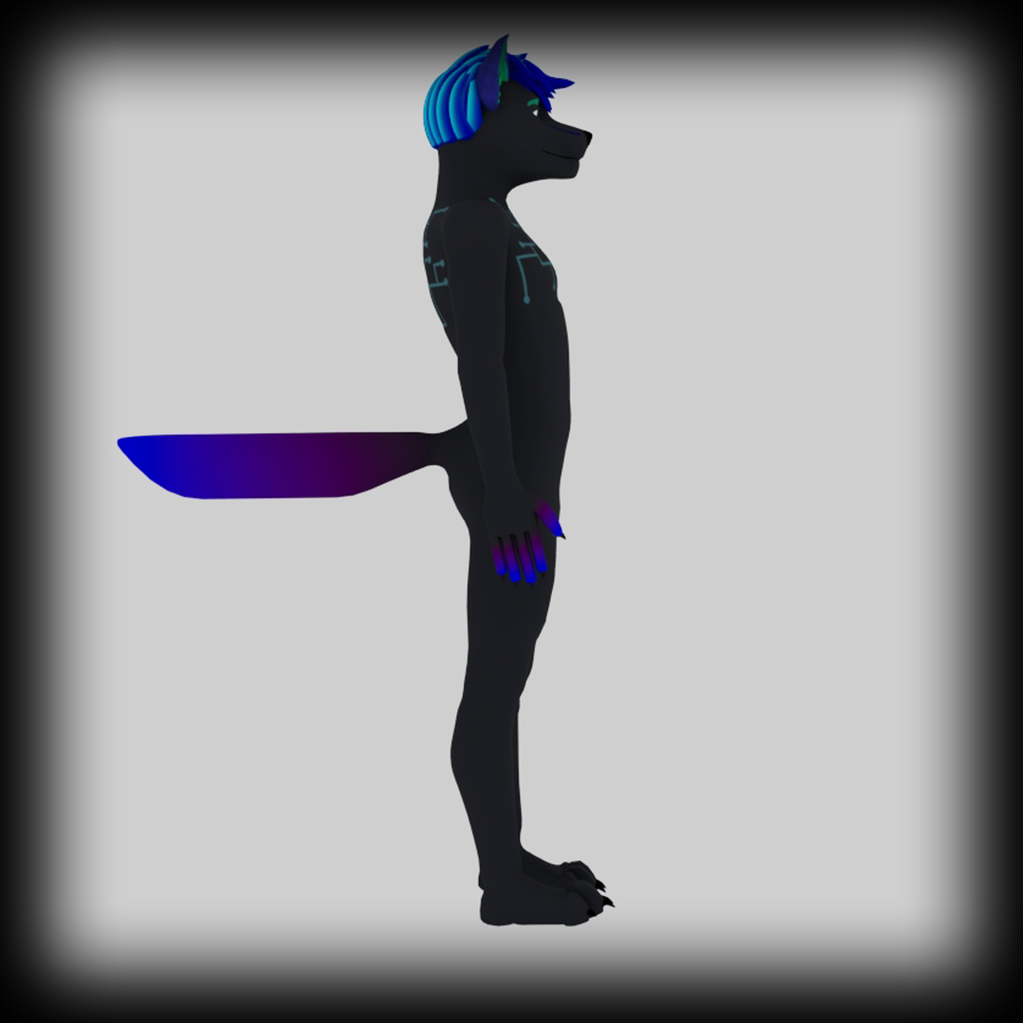 An anthropormorphic wolf character